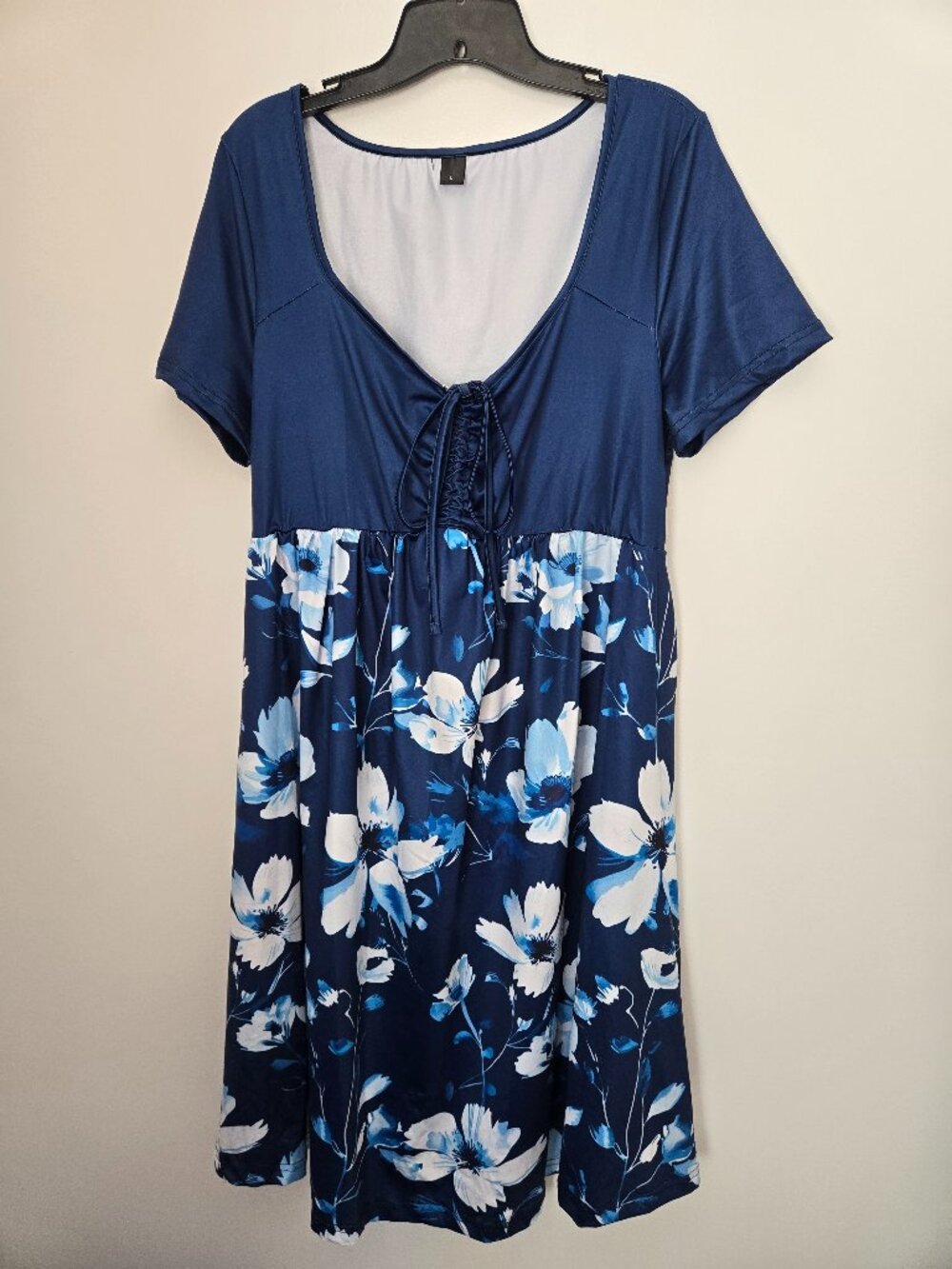 Rosegal Hawaiian Dress – Cadet Blue Cinched Waist Sundress-Large-Beach/Cruise